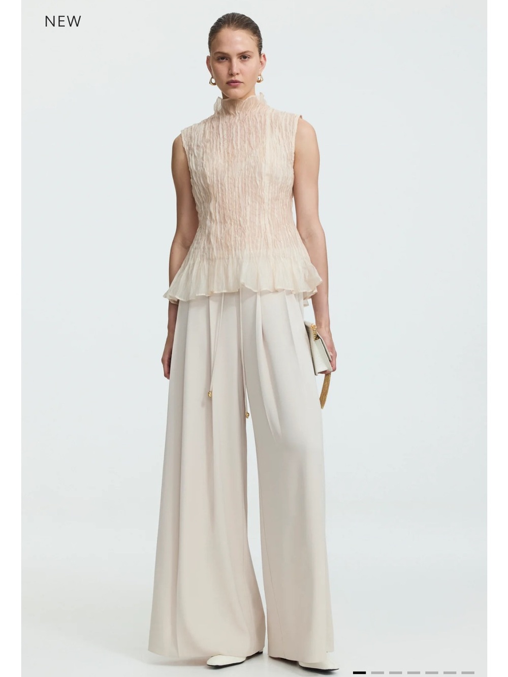 Aje Cream Sleeveless Ruffle-Hem Blouse